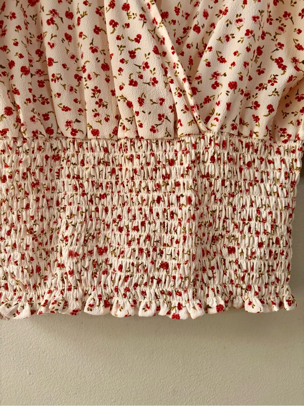 1. STATE Floral Puff Sleeve Blouse Smocked Waist SZ S Coquette - Picture 5 of 6